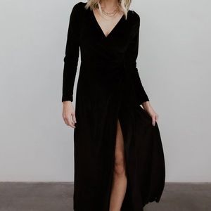 Black velvet bridesmaid/wedding guest dress
